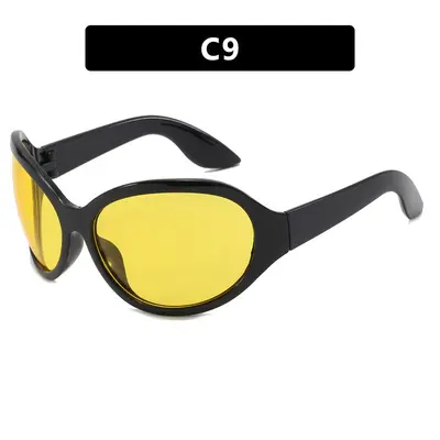 Oversized Frame Y2K Sunglasses, Futuristic Design - 8
