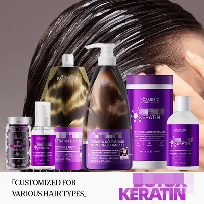 KORMESIC keratin tam İngilizce şampuan şampuan saç maskesi serisi pürüzsüz saç bakımı üreticisi toptan satış
