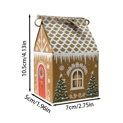 Christmas Kraft Paper Little House Candy Box with Cookie and Pastry Gift Packaging