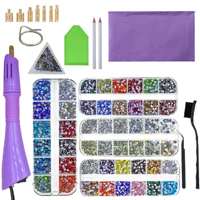 Hot Fix Rhinestone Set with Dotting Pen and Storage Bag - 8