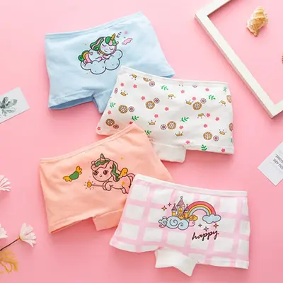 Grenzüberschreitend etikettierte Kinderunterhosen aus 100% Baumwolle, atmungsaktive Boxershorts für kleine und mittlere Kinder, Schüler-Mädchen-Slips, Baby-Unterhosen