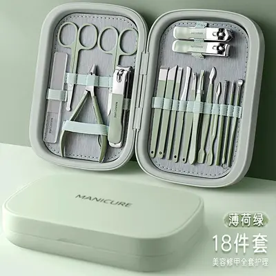 New stylish nail scissor set stainless steel eagle beak pliers manicure and pedicure blade set manicure tools 18-piece set - 7