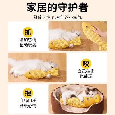 Cat Teaser Toy with Catnip and Simulated Fish for Self-Play Kittens - 4
