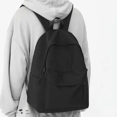 Men's Black Backpack, Simple Design for College and High School Students - 2