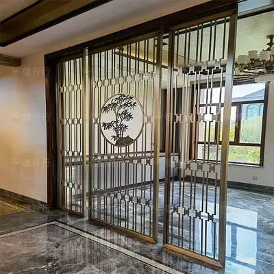 Modern Stainless Steel Folding Screen, Metal Room Divider for Villa and Restaurant - 2