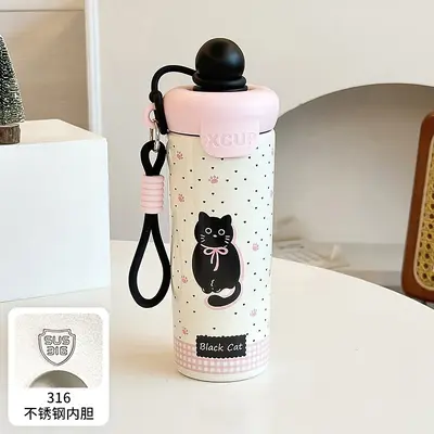 Yeni Model Float Ball Cup 316 Paslanmaz Çelik Termos Bardak Büyük Kapasite Su Bardağı Karikatür Yüksek Estetik Taşınabilir Askılı Pipet Bardak - 8