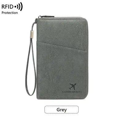 Sınır ötesi yeni RFID anti-manyetik pasaport çantası uzun fermuarlı pasaport tutucu çok fonksiyonlu seyahat bileti depolama belge çantası - 10