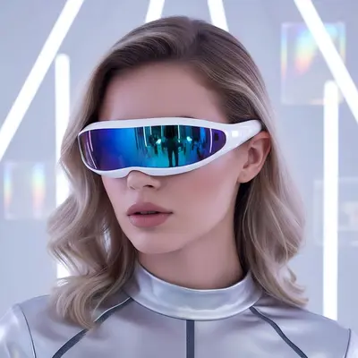 Sonnenbrille im X-Men-Stil, Laser-Hologramm, einteilige Gläser - 4