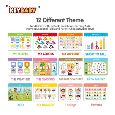keybaby Erken Eğitim Sessiz Kitap, Tekrar Yapıştırılabilir Çıkartmalı Busy Book