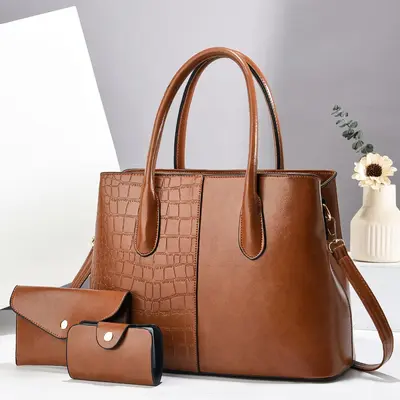 Women's Stone Pattern Mother and Child Bag Set, Large Shoulder Bag - 8