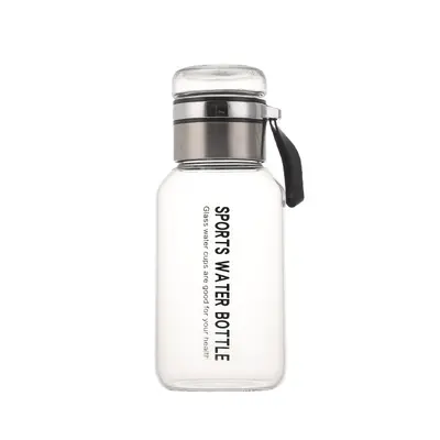 Borosilikat-Glas-Sportflasche mit Teesieb und isolierender Hülle