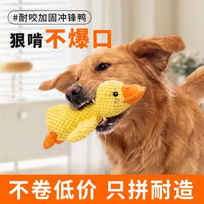 Plush Dog Toy, Yellow Duck, Bite-Resistant, Squeaky, for Golden Retriever and Corgi - 2