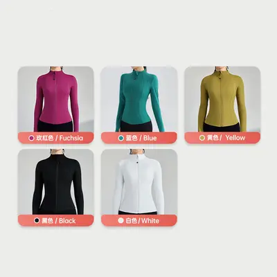 Women's Yoga Top with Zipper, Long Sleeve Stand Collar Jacket, Slim Fit for Running - 4