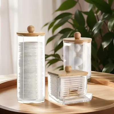 Rectangular cotton swab box with lid, storage set - 4