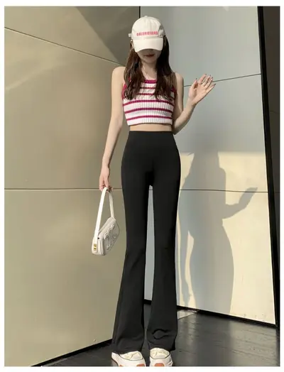 High Waist Women's Flared Leggings, Hip Lifting Slim Fit, Spring Autumn Yoga Pants - 8