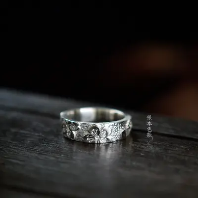 S925-Silber-Damenring mit Blumenmuster, handgefertigt verstellbar - 3