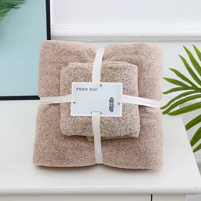 Yüksek yoğunluklu mercan havlu seti, bambu karbon fiber - 9