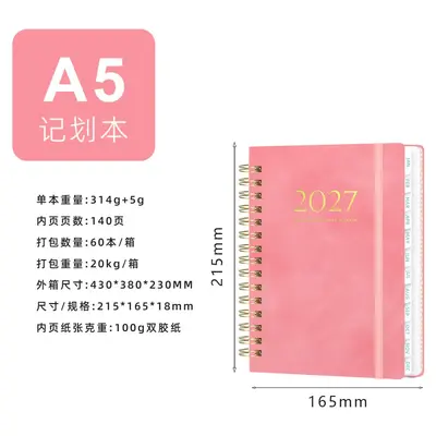 2027 Spiral Planner Notebook, A5 Strap Notebook, Customizable Logo - 7