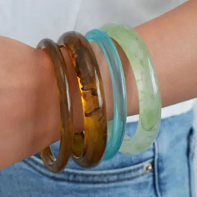 Sınır Ötesi Avrupa Amerika Amazon Yeni Model Bileklik Moda Kişisel Minimalist Tarzı Şeffaf Mermer Desen Vintage Bilezik - 11