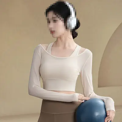 Yoga Üst Kadın, Askılı Tasarım, Göğüs Padlı, Uzun Kollu