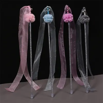 Feather Wire Cat Teaser Wand with Fur Ball and Bell, Long Pole - 9