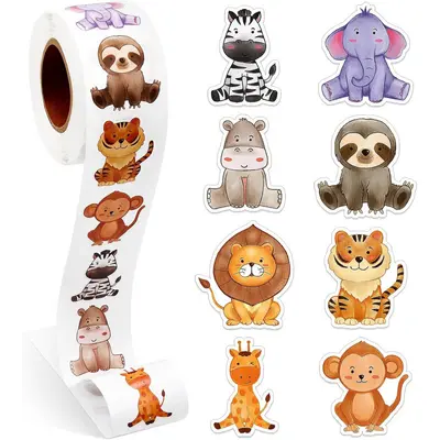 Dinosaur and Ocean Animal Shaped Sticker Roll, Decorative Gift Box
