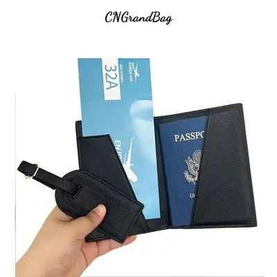 Cross-border PU leather lightweight portable passport holder travel ticket holder multifunctional passport bag luggage tag in stock - 2