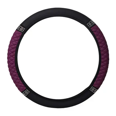 Universal Diamond-Pattern Leather Steering Wheel Cover, Four Seasons - 12