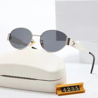 Ovale Metall-Sonnenbrille, Cat-Eye, breiter Rahmen - 8
