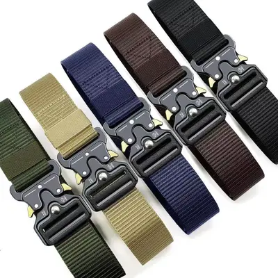 Grenzüberschreitender Großhandel Herren Tactical Gürtel Outdoor Training Sport Segeltuch Ledergürtel Legierungsschnalle Premium Arbeitshose Gürtel - 3