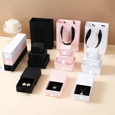 Retro çekmeceli set bileklik küpe takı mücevher kutusu Tanrıça Günü yüzük kolye çekmece kutu toptan
