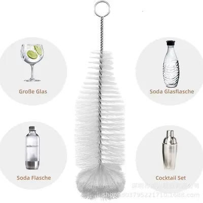 Soda Bottle Brush, Non-Scratch Glass Cleaning Brush with Wooden Handle