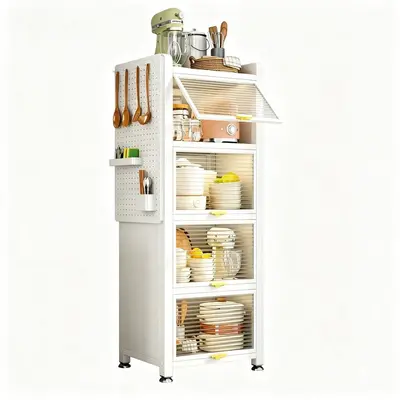 Multi-function kitchen storage shelf, wall-mounted, dust-proof - 6