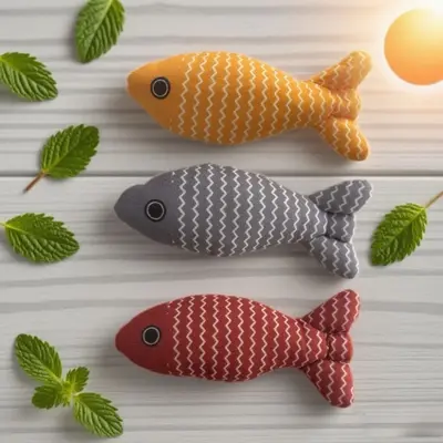 Simulated Fish Cat Toy, Catnip, Burlap, Chew-Resistant - 2
