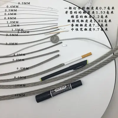 Edelstahl-Drahtseil 304, 0,8-4 mm, verstellbare Wäscheleine für draußen