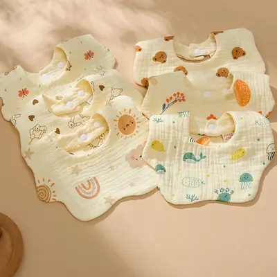 Baby-Lätzchen aus reiner Baumwolle, Mulltuch, 360 Grad, für Neugeborene