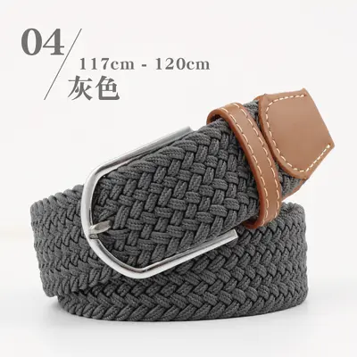 Extended version elastic woven elastic belt men and women leather canvas belt needle buckle belt wholesale in stock - 13
