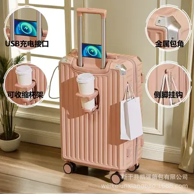 Cabin Size Combination Lock Trolley Case, 360° Wheels, Multifunctional - 8
