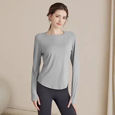 Damen schnelltrocknendes Langarm-Sportoberteil, figurformend, Herbst - 9