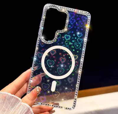 适用三星S26ultra手机壳N52高斯磁吸s25plus奢华闪钻爱心S24跨境 - 9