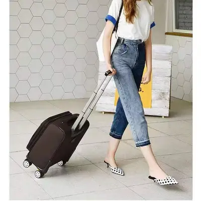 Oxford Cloth Men's Suitcase with Combination Lock and Universal Wheels - 3