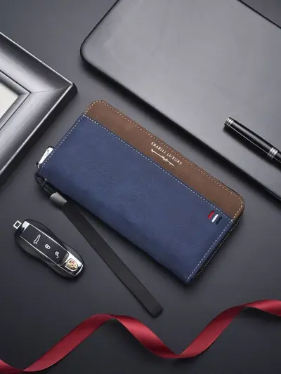 Men's Long Zipper Phone Wallet, Multi-Card Slots, Large Capacity - 7