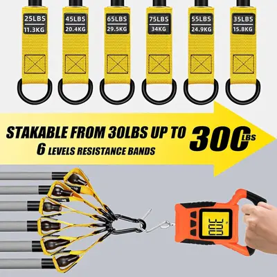 Cross-Border Hot-Selling 12-Piece Resistance Band Set Yellow Grey 300 lbs Elastic Resistance Band Assist Pull-Up Trainer Strength Training