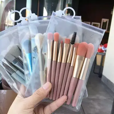 8 parçalı mini makyaj fırça seti, taşınabilir çanta, makaron makyaj fırça seti, göz farı fırçası, yumuşak kıllı allık fırçası, dudak fırçası