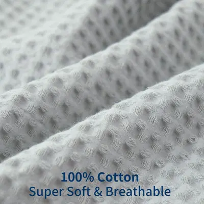 100% Cotton Honeycomb Waffle Pillowcase, Set of 2, Anti-Oil Hair - 10
