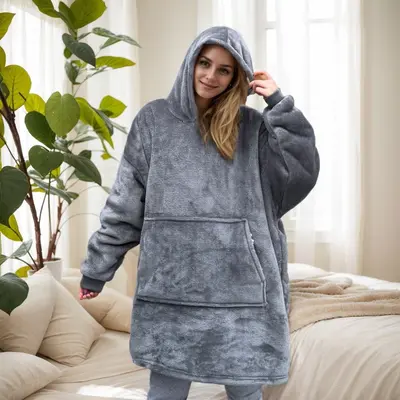 Kapüşonlu Battaniye, Giyilebilir Tembel Battaniye, Polar Flanel - 8