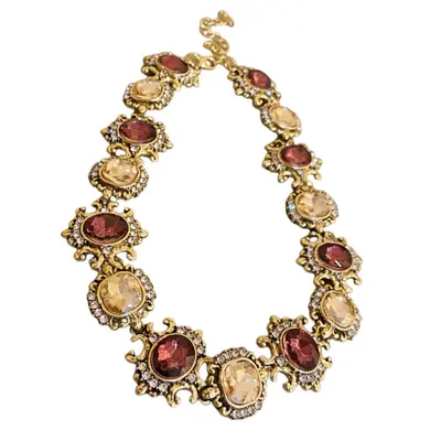Vintage Square Rhinestone Necklace Set with Delicate Collarbone Chain
