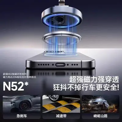 Foldable Car Phone Holder with Vacuum Suction and Magnetic Mount