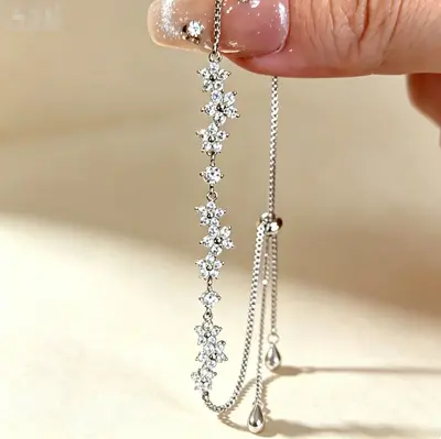 Zircon snowflake design adjustable bracelet - 10