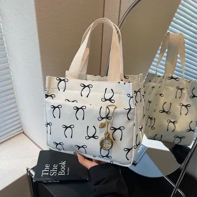 Women's Canvas Handbag, Portable and Simple, Lunch Box Design - 6